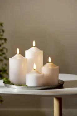 FLAMME LED-Blockljus 17cm Vit Vax