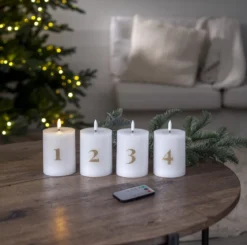 FLAMME LED-Blockljus 4-Pack 12,5cm Vit