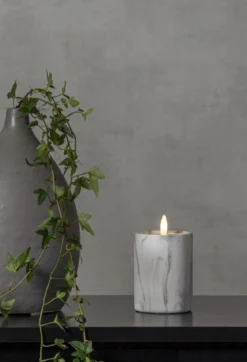 FLAMME MARBLE LED-Blockljus 12,5cm Grå
