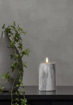 FLAMME MARBLE LED-Blockljus 15cm Grå