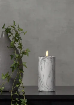 FLAMME MARBLE LED-Blockljus 17,5cm Grå
