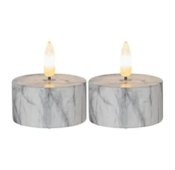 FLAMME MARBLE LED-Värmeljus 2-Pack 6cm Grå