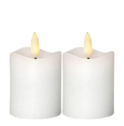 FLAMME 2-PACK LED-Blockljus 7,5cm Vit