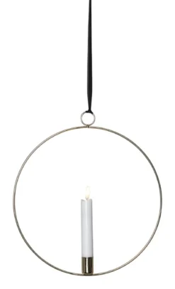 FLAMME RING med Batteridrivet Antikljus 28,5cm Mässing