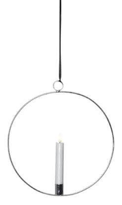 FLAMME RING med Batteridrivet Antikljus 28,5cm Silver