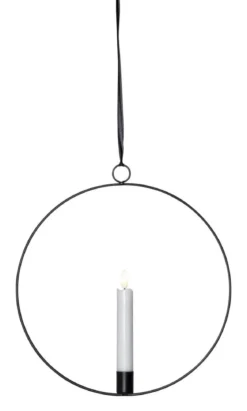 FLAMME RING med Batteridrivet Antikljus 28,5cm Svart