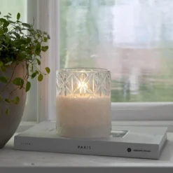 FLAMME ROMB LED-Blockljus Batteri 10cm Klar