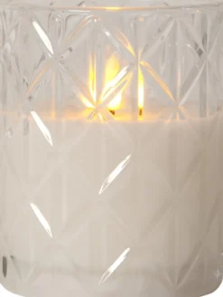 FLAMME ROMB LED-Blockljus Batteri 12,5cm Klar