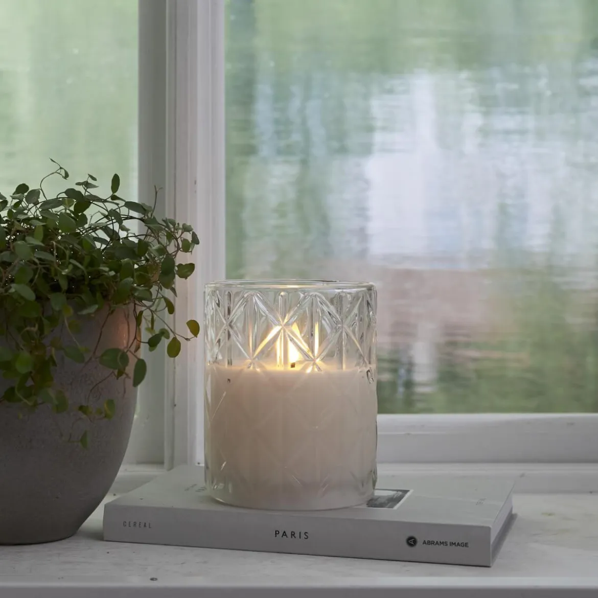 FLAMME ROMB LED-Blockljus Batteri 12,5cm Klar