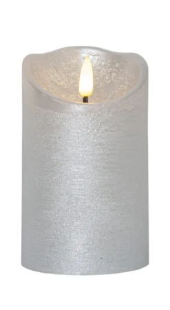 FLAMME RUSTIC LED-Blockljus 12,5cm Silver