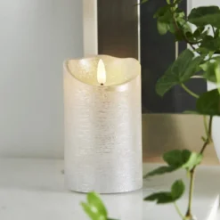 FLAMME RUSTIC LED-Blockljus 12,5cm Silver
