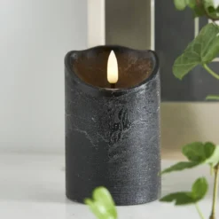 FLAMME RUSTIC LED-Blockljus 12,5cm Svart
