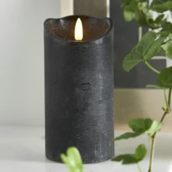 FLAMME RUSTIC LED-Blockljus 15cm Svart