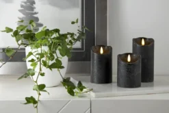 FLAMME RUSTIC LED-Blockljus 15cm Svart