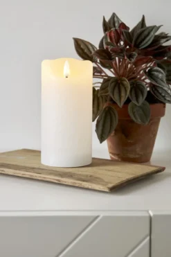 FLAMME RUSTIC LED-Blockljus 15cm Vit
