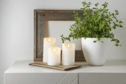 FLAMME RUSTIC LED-Blockljus 15cm Vit