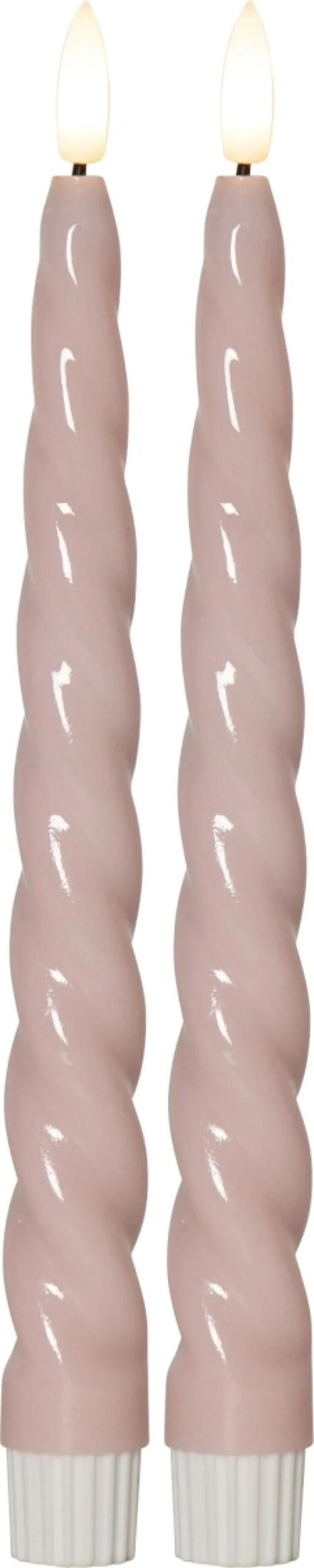 FLAMME SHINE LED-Antikljus 2-pack 24,5cm Rosa