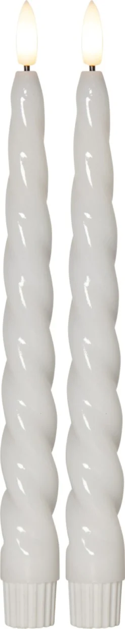 FLAMME SHINE LED-Antikljus 2-pack 24,5cm Vit