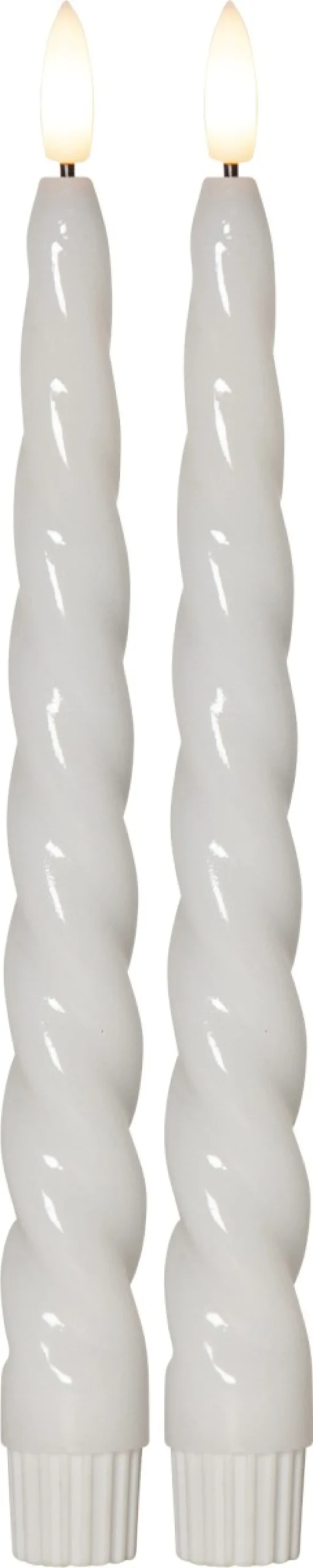 FLAMME SHINE LED-Antikljus 2-pack 24,5cm Vit