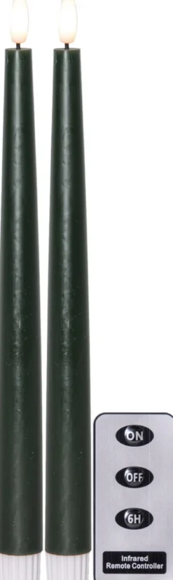 FLAMME SLIM LED-Antikljus 2-pack 28 cm Grön