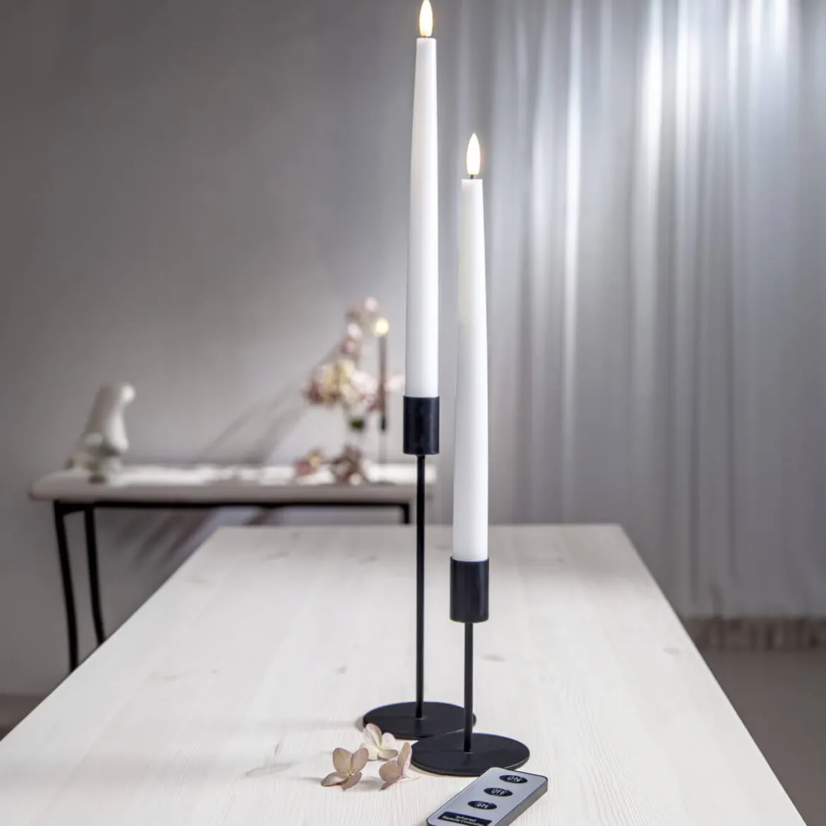 FLAMME SLIM LED-Antikljus 2-pack 28 cm Vit