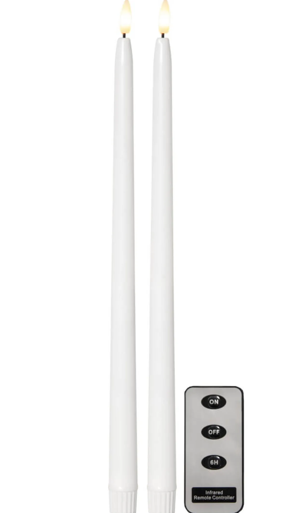FLAMME SLIM LED-Antikljus 2-pack 38cm Vit