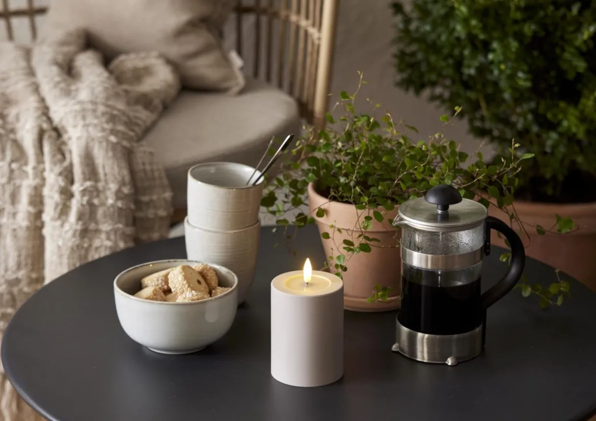 FLAMME SOFT LED-Blockljus 12,5cm LED Beige