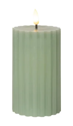 FLAMME STRIPE Blockljus 15cm Grön