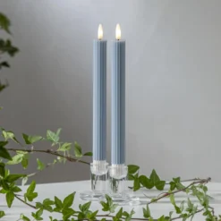 FLAMME STRIPE LED-Antikljus 2-pack 25cm Blå