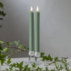 FLAMME STRIPE LED-Antikljus 2-pack 25cm Grön