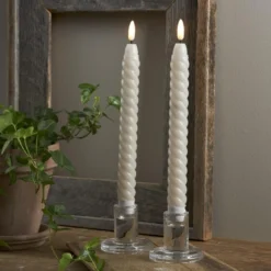 FLAMME SWIRL LED-Antikljus 2-Pack 25cm Beige