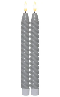 FLAMME SWIRL LED-Antikljus 2-Pack 25cm Grå