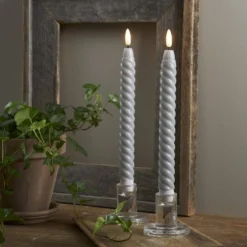 FLAMME SWIRL LED-Antikljus 2-Pack 25cm Grå