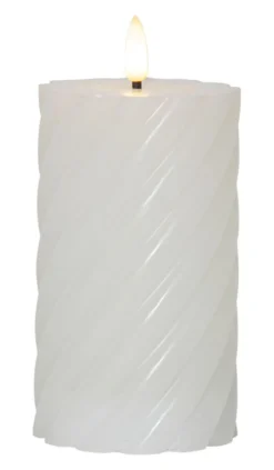 FLAMME SWIRL LED-Blockljus 15cm Vit