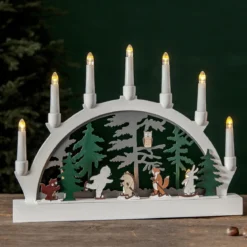 FOREST FRIENDS Ljusstake Skridsko Batteri 45cm Flerfärgad