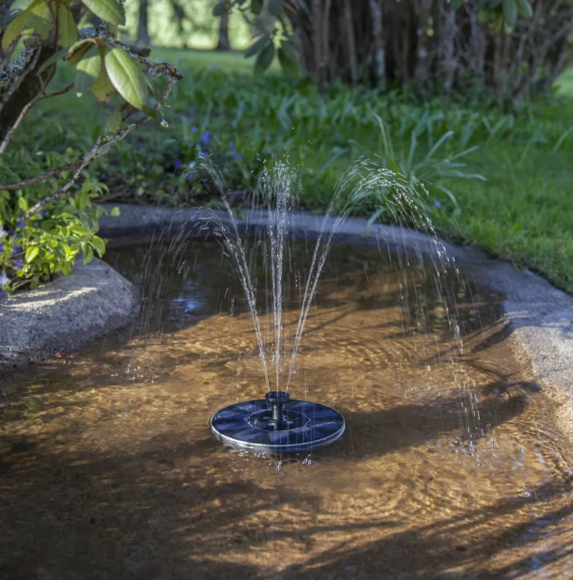 FOUNTAIN Solcellsfontän 16cm Svart