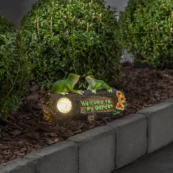 FROGY Welcome Solcellsdekoration 24cm Grön/Natur IP44