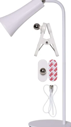 FUNCTIONAL Bord/Vägg/Klämmlampa USB-Laddbar 38cm Vit