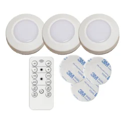 FUNCTIONAL LED-Puck Batteri Fjärrkontroll 3-pack 6,9cm Vit