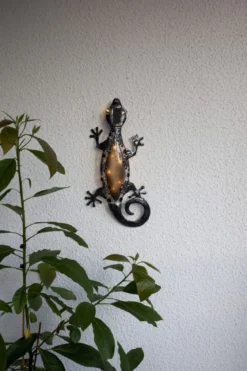 GECKO Solcellsdekoration Ödla 52cm Svart