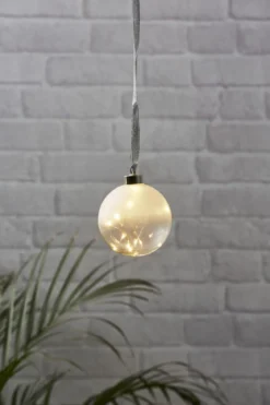 GLOW Glaskula 10cm 15LED Frostad