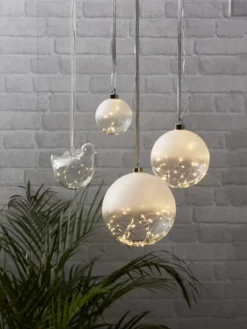 GLOW Glaskula 10cm 15LED Frostad