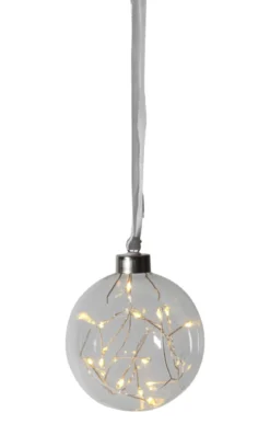 GLOW Glaskula 10cm 15LED Transparent