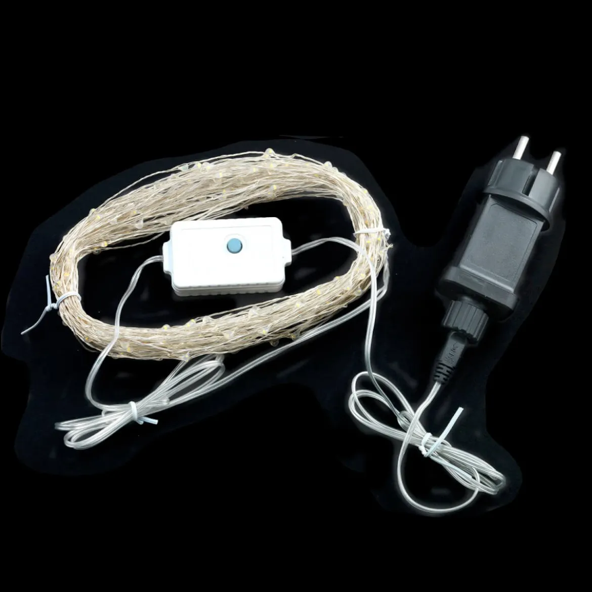 GNISTRA Ljusslinga 10m Kallvit 100LED Transformator