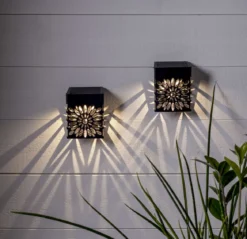 IZOLA Solcells-vägglykta 2-Pack 10cm Svart