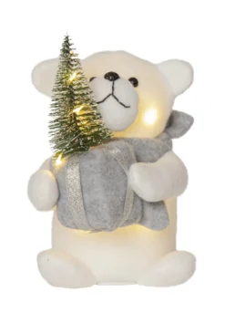 JOYLIGHT Dekorationsfigur Isbjörn Batteri 20cm Vit