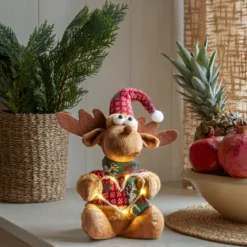JOYLIGHT Dekorationsfigur Älg Batteri 21cm Brun