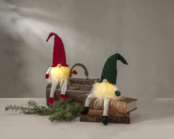 JOYLIGHT Dekorationsfigur Tomte Batteri 44cm Grön
