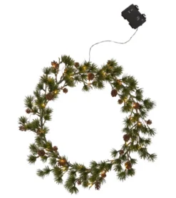 LARIX Krans Batteri 40cm 30LED Grön