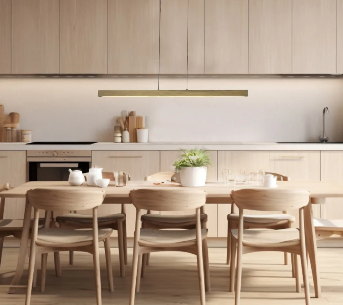 LINEA Taklampa 100cm Ljust trä